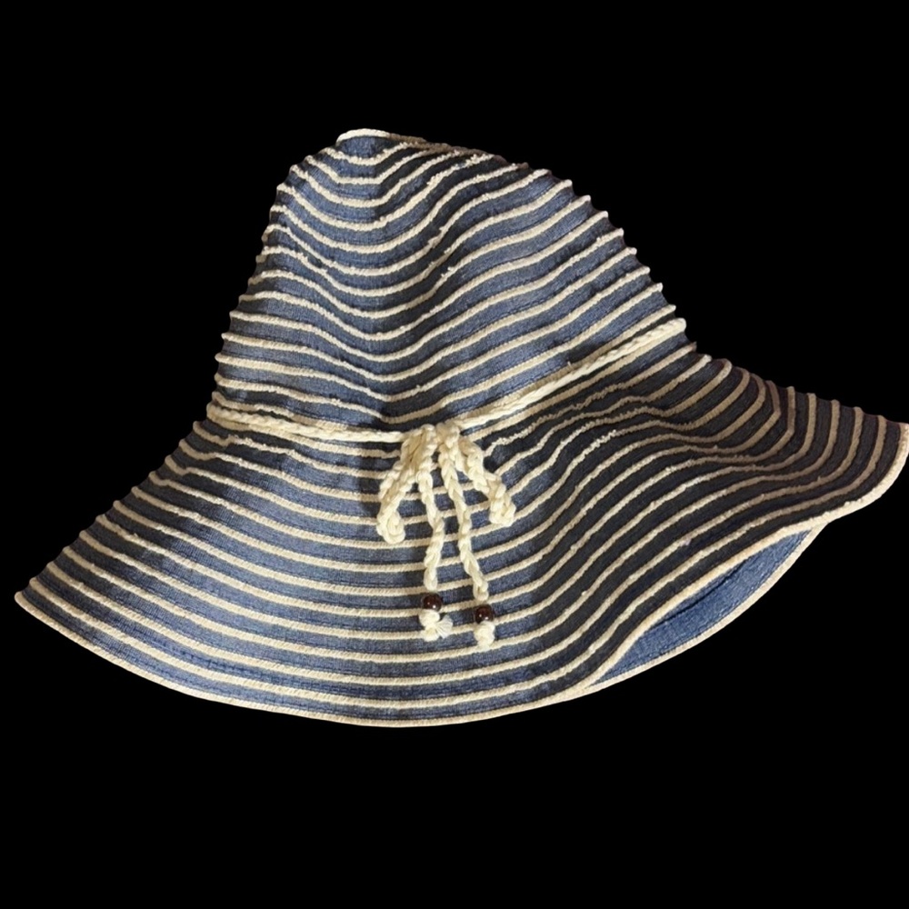 ~BUNDLE ONLY~Striped Blue and White Wide Brim Floppy Sun Hat
